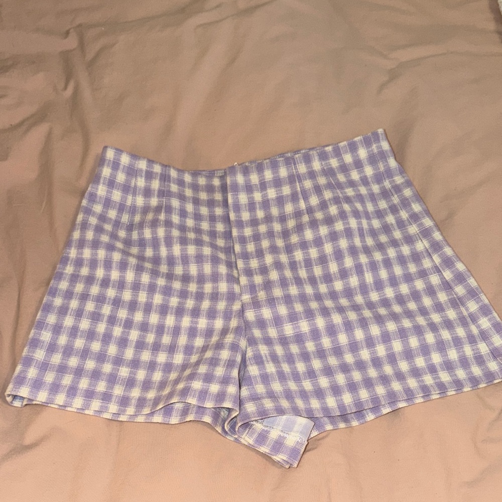 Zara Plaid high rise shorts